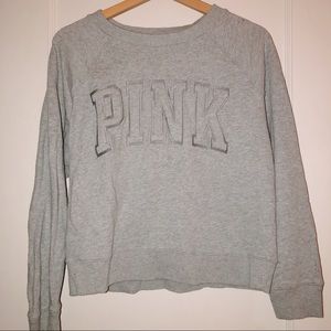 PINK Grey Crew Neck Sweatshirt